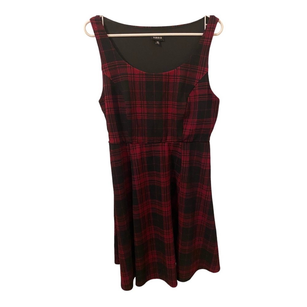 Torrid black and red plaid dress.